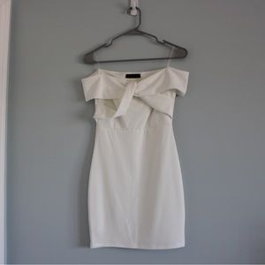 blue blush Off Shoulder White Tie Front Mini Dress size S